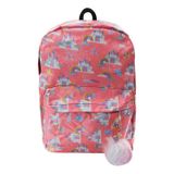 Mochila Estampada com Castelo e Borboleta - Rosa