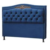 Cabeceira Belize Estofada Capitonê 140 cm para Cama Quarto Box Casal Suede Luxor Azul Ref 2302 - Amarena