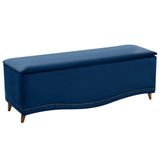 Recamier Divã Belize Baú 90 cm Estofado Sofá 2 Lugares Solteiro Para Sala de Estar Quarto Suede Luxor Azul Ref 2302 - Amarena