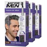 Just For Men Touch Of Gray, Gray Hair Coloring For Men With Comb Applicator, Great For A Salt And Pepper Look - Dark Brown, T-45 - Pack Of 3