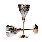 Esplanade Gravado Brass Goblet Champagne Taças Flautas Coupes Conjunto De Taças De Vinho (grosso) - Prata Polida