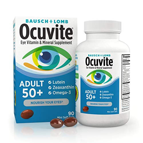 Ocuvite Eye Vitamin &amp; Mineral Supplement, Contém Zinco, Vitaminas C, E, Ômega 3, Luteína, &amp; Zeaxantina, 90 Softgels