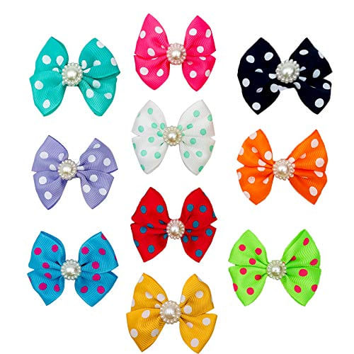 Pet Show 10pcs/pack Dot Small Dogs Hair Bows With Clips Bowknot French Barrette Clips For Puppy Long Hair Grooming Hair Accessories Topknot