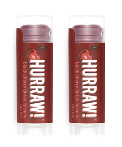 Hurraw, Hurraw! Black Cherry Tinted Lip Balm, 2 Pack: Organic, Certified Vegan, Cruelty E Gluten Free. Não Transgênicos, Ingredientes 100%