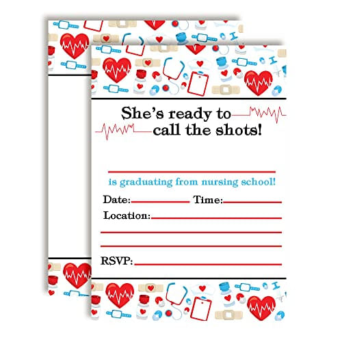 Convites Para Festas De Formatura Da Escola De Enfermagem, 20 5x7 Preencher Cartões Com Vinte Envelopes Brancos Por Amandacreation