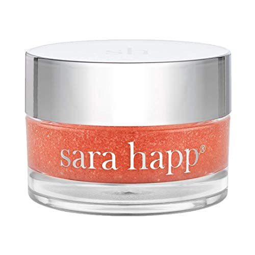 Sara Happ The Lip Scrub: Sparkling Peach Sugar Scrub, Tratamento Labial Esfoliante, Hidratante Para Lábios Secos E Flaky, Vegano, 0,5 Oz