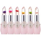 6 Pcs/set Geleia De Flor Batom Definir Temperatura Mude Hidratante Flor Lip Stick Longa Duração Nutritiva Batom Labial Mágica Mudança De