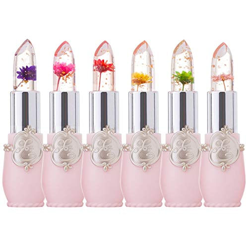 6 Pcs/set Geleia De Flor Batom Definir Temperatura Mude Hidratante Flor Lip Stick Longa Duração Nutritiva Batom Labial Mágica Mudança De