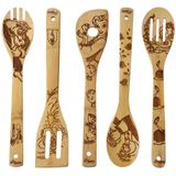 A Bela E A Fera Queimadas Colheres De Madeira Cozinhando &amp, Servindo Utensílios Conjunto Bambu Colher De Bambu Slotted Cozinha Utensílio Ideia De