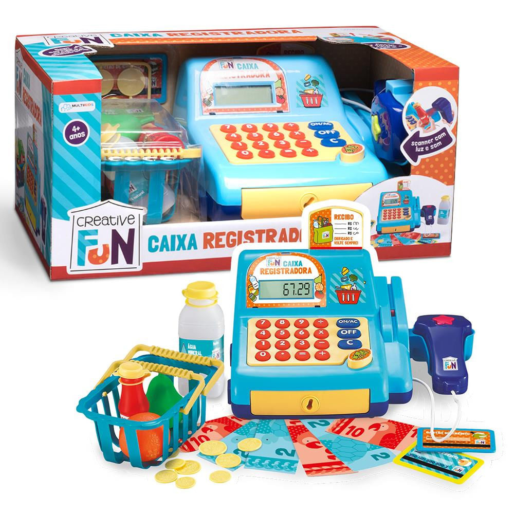 Caixa Registradora Azul Com Luz E Som Creative Fun Multikids - Br386