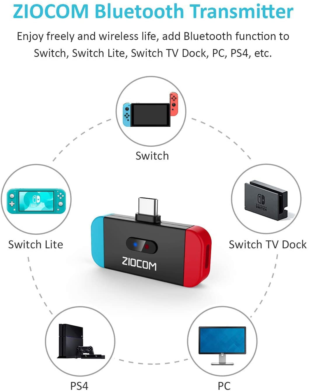 Adaptador Bluetooth Ziocom Switch Transmissor De udio Bluetooth