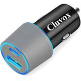 Adaptador Dual Usb Carregador De Carro, Carregador De Carro Cluvox 20w De Carga Rápida Compatível Com Iphone 12/11/pro/max/xs/xr/8/se 2020/ipad 8/pro