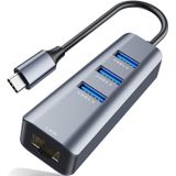 Adaptador Usb C Para Ethernet, Adaptador Usb C De Alumínio Ablewe 4 Em 1 Com Porta Ethernet, 3 Portas Usb 3.0, Para Macbook Pro 2020/2019/2018/2017,