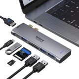 Adaptador Usb C Para Adaptador Macbook Pro, Adaptador Usb Macbook Pro,7 Em 1 Adaptador Macbook Pro Hdmi Com 4k@60hz Com 3 Portas Usb 3.0, Leitor De C