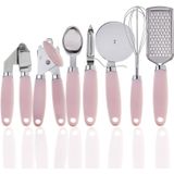 Cook Com Cor 7 Pc Cozinha Gadget Conjunto Utensílios De Aço Inoxidável Com Alças Rosa Soft Touch ...