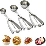 Cookie Scoop Set - #60/1 Tbsp, 40/2 Tbsp, 20/ 3tbsp - 3 Colheres De Biscoito Pcs Para Assar - Colher De Sorvete Com Gatilho - Feito De Aço Inoxidável