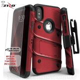 Zizo Bolt Série Para Iphone X Case Queda De Grau Militar Testado Com Protetor De Tela, Kickstand E Holster Iphone Xs Red Black