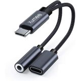 Usb Tipo C Para Adaptador De Fone De Ouvido E Carregador De 3,5 Mm, Xumee 2-em-1 Usb C Para Aux Audio Jack Hi-res Dac E Cabo Dongle De Carregamento R