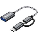 Usb C Para Um Adaptador Micro Usb Otg De Cabo 3.0 - 2 Em 1 Conversor Masculino Feminino Fio Trançado Para Impressora Midi Pixel 3xl Galaxy S21 S20 No