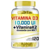 Vitamina D3 10.000ui + Vitamina K2 150mcg Com 120 Cápsulas