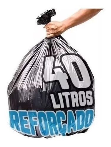 Saco De Lixo 40 Litros 100 Un Preto Reforçado Promoção