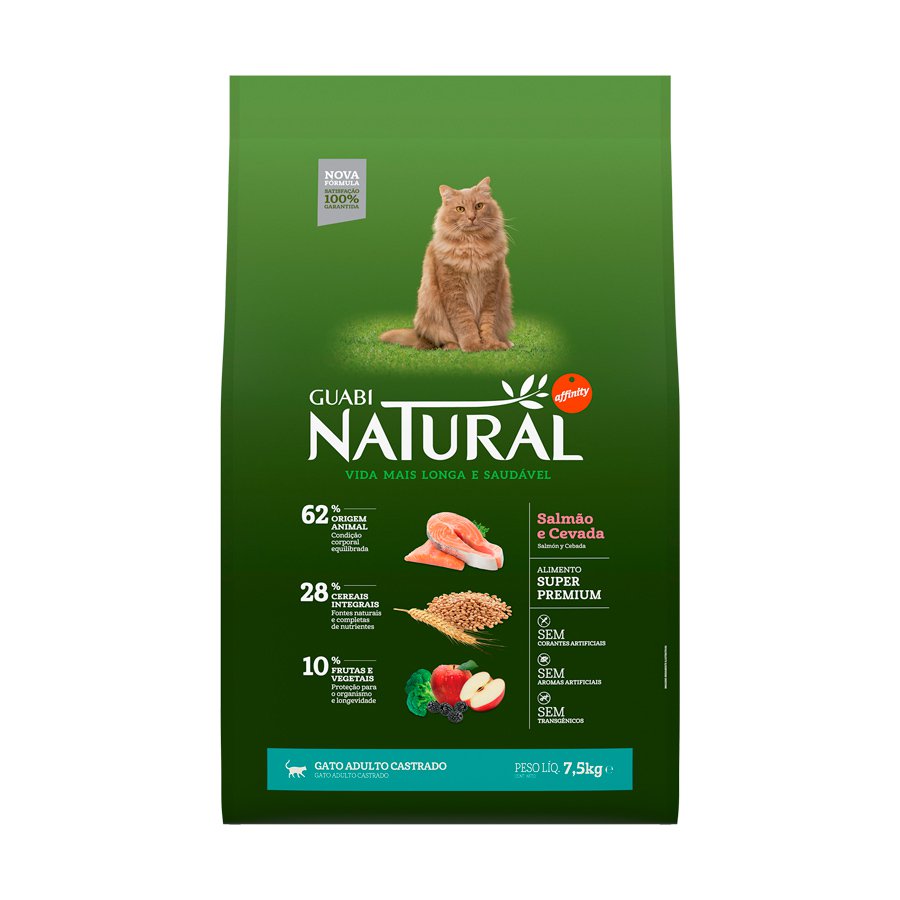 Ração Guabi Natural Gatos Castrados Salmão & Cevada - 7,5kg