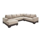 Sofá de Canto 5 Lugares Com Chaise Patrícia Suede Areia - única
