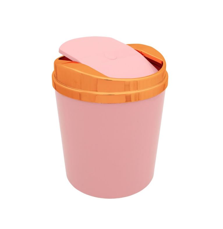 Lixeira 5l Com Tampa Basculante Rosè Gold Casa Rotaplast