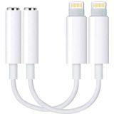 Apple Mfi Certified 2 Pack Lightning To 3.5 Mm Headphone Jack Adapter, Iphone To 3.5mm Audio Aux Jack Adaptador Dongle Cable Converter Compatível Com