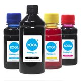 Compatível: Kit 4 Tintas Impressora Canon Universal Black 500ml e Coloridas 100ml Koga