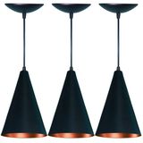 Kit 3 Lustres Balcão Cozinha Americana Preto Fosco e Cobre