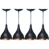 Kit 4 Lustres Balcão Cozinha Americana Preta Fosca e Cobre