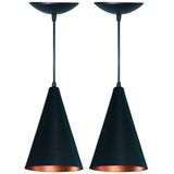 Kit 2 Lustres Balcão Cozinha Americana  Preto Fosco e Cobre