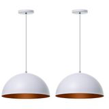 Lustre Pendente Meia Lua Branco 30cm - Kit 2 Unidades