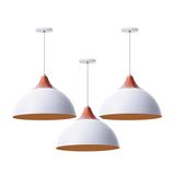 Kit 3 Pendentes Meia Lua Branco 40cm Com Chapéu Cobre