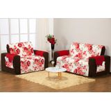 Protetor Sofa Estampado 3 E 2 Lugares - Floral Vermelho