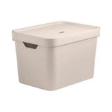 Caixa Organizadora Cube 18 Litros Com Tampa Bege 36x27x24,5cm Ou