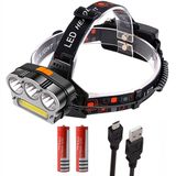 Lanterna Cabeça Recarregavel Triplo Led T6+cob 15000lm Gt600