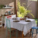 Toalha Mesa Quadrada 8 Lugares Renda 220x220cm Branca