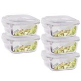 Conjunto 5 Potes Vidro 320ml Hermético 4 Travas Alimentos