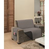 Capa Para Sofa 2 Lugares King Impermeável Cinza Preto