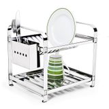Escorredor 12 Pratos Montado Com Porta Talheres Aço Inox