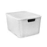 Caixa Organizadora Rattan Branco Grande Com Tampa 40 Litros