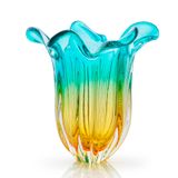 Vaso Em Cristal Murano Esmeralda E Âmbar  São Marcos