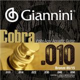 Cordas Violão Aço 010 Giannini Cobra Bronze 85/15 Geefle