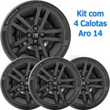 4x Calota Fiat Mobi Argo Novo Uno 2021 Aro 14 Preto 294cb