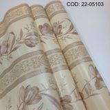 Papel De Parede Italiano Lavavel Listrado Floral Bege Rose