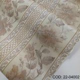 Papel De Parede Italiano Lavavel Listrado Floral Bege