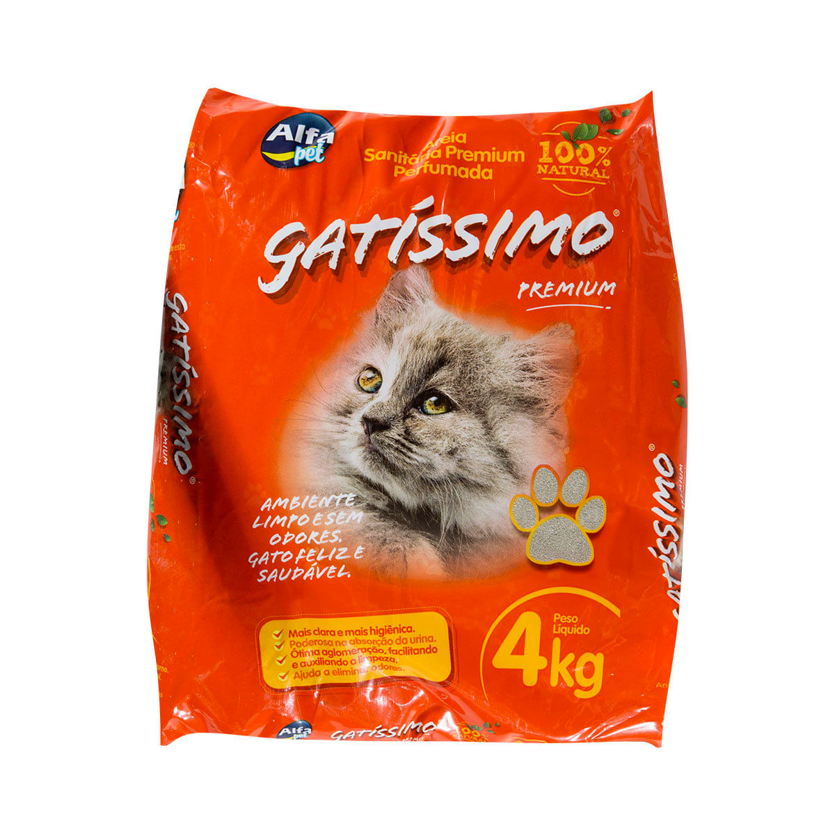 Areia Higiênica Antiodor Gatíssimo Premium 4Kg