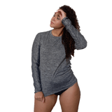 Camisa De Proteção Uv Cinza Mesclado Feminina (poliéster)